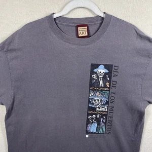 VTG Jose Posada Dia De Los Muertos Art T Shirt Santa Barbara Museum Gray XL - Picture 1 of 16