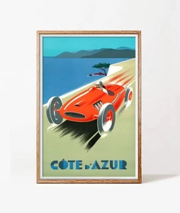 Cote D' Azur Vintage Travel Poster: French Riviera Art - Picture 1 of 5