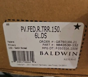 Juego de palancas de privacidad federal Baldwin PV.FED.TRR - níquel - Imagen 1 de 3