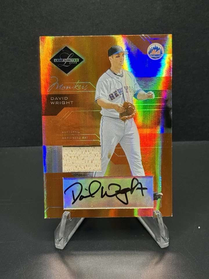 Donruss Leaf Limited 2005 David Wright #141 auto/reliquia de murciélago SN/50 Foto 1 de 2