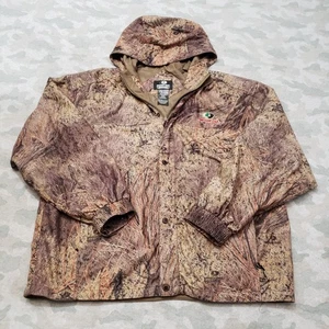 Mossy Oak Jacket Mens 2XL Green Full Zip Snap Hooded Hunting Outdoors - Picture 1 of 11