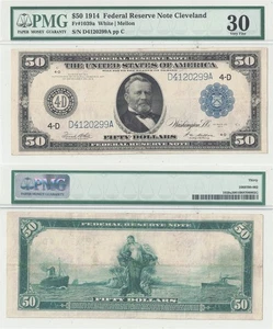1914 $50 Federal Reserve Note Fr-1039a PMG VF-30 - Picture 1 of 3