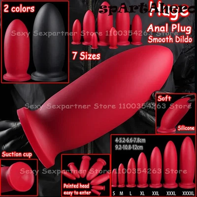 7 sizes Huge Anal Plug Comfortable Silicone Dildo Suction Cup Dilator Adult Toys - Image 1 of 4