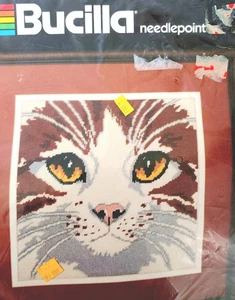 Bucilla "Ojos de Gato" #4584 Punta de Aguja 11" Cuadrado 12 Malla, Hilo de Lana - Imagen 1 de 4