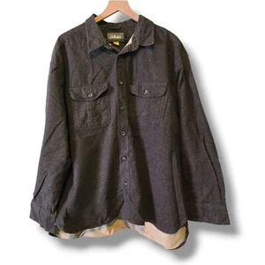 Cabelas flannel shirt 2XL Brown 100% Cotton button-up long-sleeve heavyweight - Picture 1 of 8