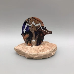 Lazart Metal Art Fetish Bear Colorful Figure On Sandstone base western americana - Picture 1 of 14