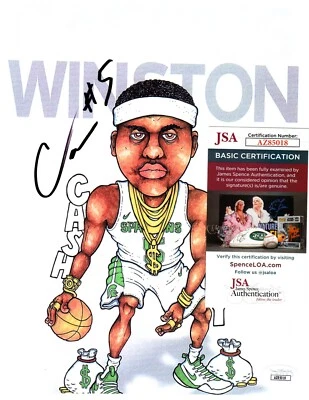 Cassius Winston Michigan State Spartans autograph signed Caricature 8.5x11 JSA - Image 1 of 3