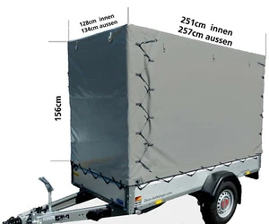 Wysoka plandeka do przyczepy STEMA STL 1300 750 antracyt 150cm wysokość 251x128cm - Zdjęcie 1 z 1