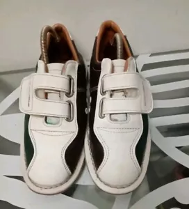 Qubica AMF Green Brown White Leather Women's Bowling Shoes 56UK EU 39 Vgc - Picture 1 of 12