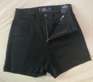 Hollister Curvy Ultra High Rise 3” Black Denim Shorts Waist 27 Size 5 NWT - Picture 1 of 3