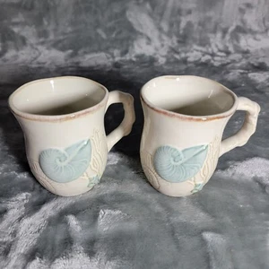 Cracker Barrel 3D Mug Cup Seashell Coastal Ocean Beach Sea Life - SET OF 2 - Picture 1 of 8