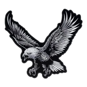 Grey & Black Subdued Soaring Eagle Patch, Patriotic Back Patches - Picture 1 of 3
