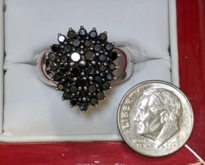 JTV BLACK DIAMOND 1.50CTW RHODIUM OVER STERLING SILVER PEAR SHAPE CLUSTER RING 8 - Picture 1 of 6