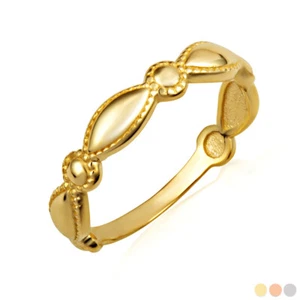 Gold Beaded Marquise and Circle Eternity Band Ring - Picture 1 of 5