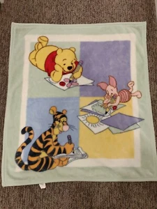 Manta bebé de lujo de felpa Winnie The Pooh verde blanco tigger lechón dibujo Sears - Imagen 1 de 4