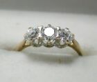 1980's Vintage Lovely 9 carat Gold Three Stone Cubic Zirconia Ring Size K