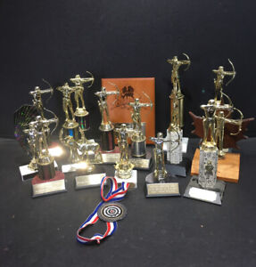 Lot of 15 Achery Trophies, 1 Metal, 1 Plaque - Upcycle For Your Next Tournament!