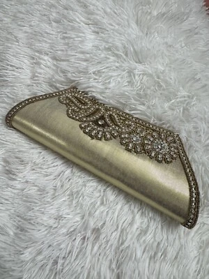 Womens Bag Crossbody Shoulder Sling Gold Chain Strap Small Embellished Glint - Image 1 of 4