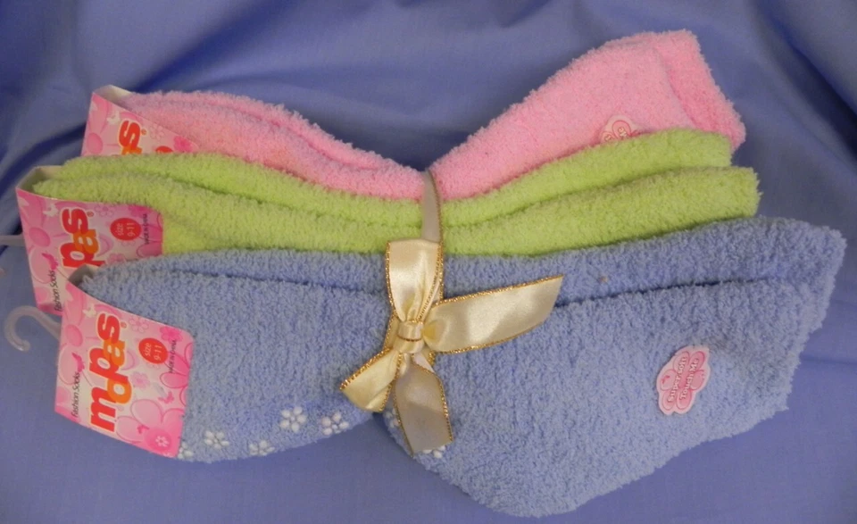 NWT - Lot of 3 Pastel Plush Fashion Socks from Mopas - Blue/Pink/Green- Sz 9 -11 - Image 1 of 1