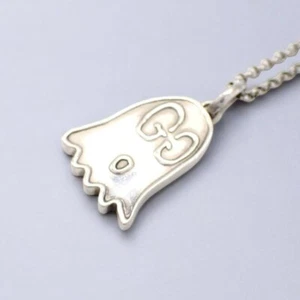 Gucci Ghost Pendant Necklace Silver 925 USED with Box From Japan Very Good Cond - Picture 1 of 10