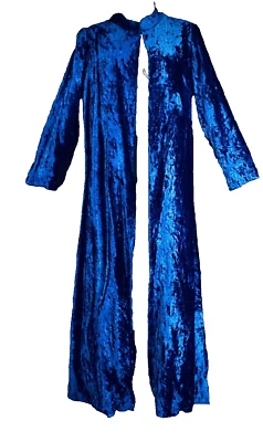 Chaqueta de terciopelo aplastado azul largo vintage años 60 plumero cobalto mod swing abrigo XS S Foto 1 de 4