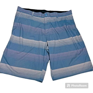OP Shorts Men Size 40 Blue Striped Plaid OP Whit Pocket Zip Closure - Picture 1 of 8