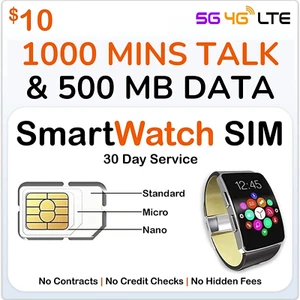 SpeedTalk Kids SmartWatch SIM Card 1000 MinutesTalk 500MB Smart Watch Wearables - Picture 1 of 8