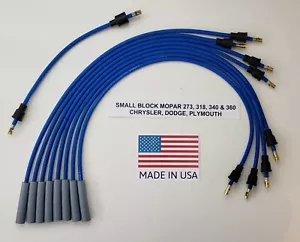 Cables de bujía DODGE CHRYSLER MOPAR 318 340 360 AZUL 8 mm para tapa de puntos EE. UU. - Imagen 1 de 1