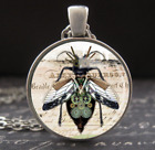 Mechanical Bee Necklace Steampunk Art to Wear Pendant Round Glass Jewelry Gifts