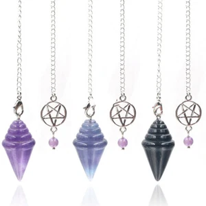 1PC Natural Crystal Reiki Healing Fluorite Prism Pendulum Pendant Ornaments Gift - Picture 1 of 13