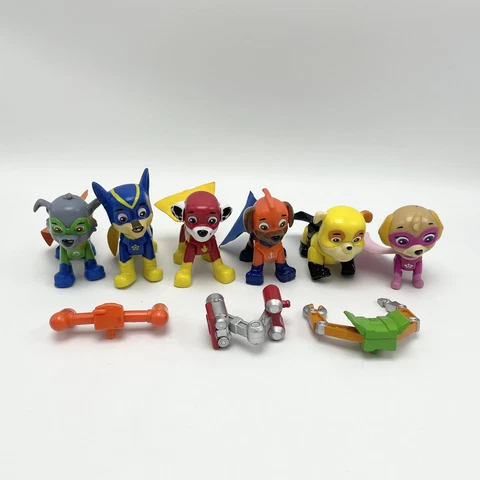 PAW PATROL Set of 6 Super Pups Superhero Action Figures with Fabric Capes Cover