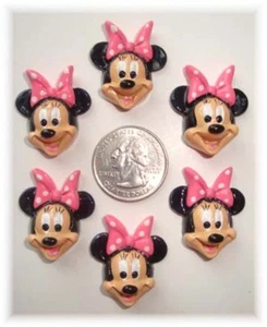 6 STÜCK MAGISCHES GESICHT * ROSA * GEPUNKTETE SCHLEIFE FLATBACK HARZ FÜR MINNIE HAARSCHLEIFE SCHLEIFE - Bild 1 von 1
