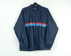 ADIDAS Men XL Packable 80s Nylon Track Jacket Hooded UK 44 Navy Sport Zip Up VTG - Picture 1 of 10