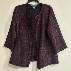 Vintage KORET Purple Textured Open Front Blazer Jacket, Size Large - Picture 1 of 6