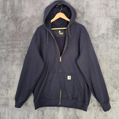 Sudadera Carhartt Para Hombres XL Azul Con Capucha K122 472 Cremallera Completa Ropa de Trabajo Pesada Foto 1 de 4