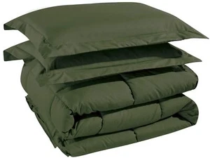 Chezmoi Collection 3-Piece Down Alternative Comforter Set (Queen, Cypress Gre... - Picture 1 of 7