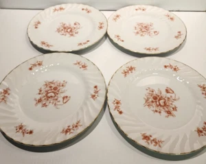Classique By Sango Japan Benham 8" Salad Plates  White with Orange Flowers  (4) - Picture 1 of 5