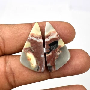 26.6 Cts Natural Crazy Lace Agate Gemstone Free Form Pair for Earring VG1092 - Picture 1 of 3
