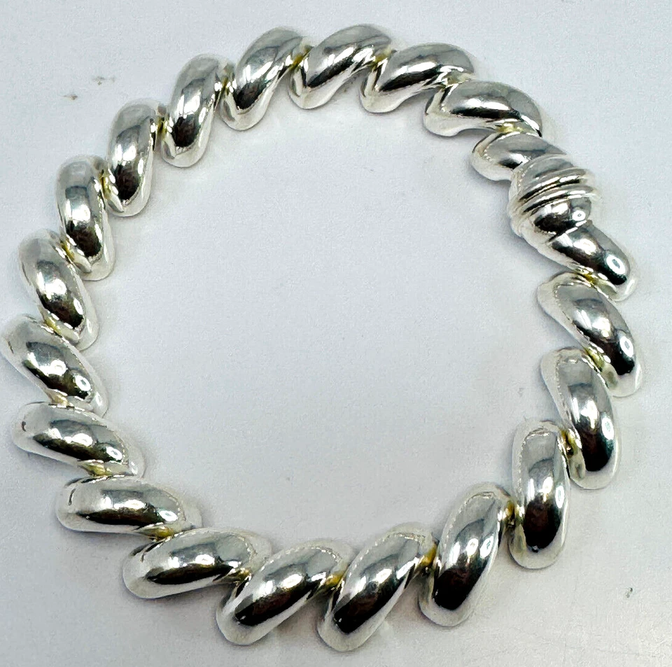 PULSERA 950 PLATA MACARRONES ESLABÓN CIERRE MAGNÉTICO ITALIA UNISEX 8” Foto 1 de 3
