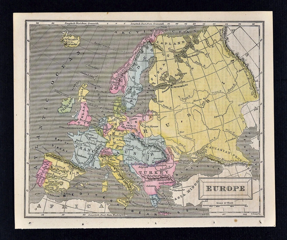 1863 Cornell Map - Europe - Austria Turkey France Italy Germany Spain England EU - Image 1 of 1