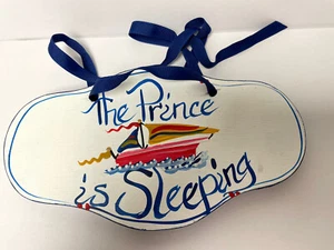 Wooden Baby Sign “The Prince Is Sleeping" Boy Nursery 8 X 4.5” Boat Door Hanging - Picture 1 of 5