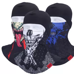 Skeleton Ghost Skull Full Face Mask Hood Biker Halloween Balaclava Face Cover US - Picture 1 of 34
