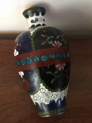 Маленькая антикварная китайская эмалированная ваза клуазоне конец 19 в. начало 20 в. Шамплев - Изображение 1 из 4