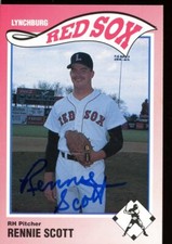1990 Lynchburg Red Sox RENNIE SCOTT Signed Card autograph AUTO ARKADELPHIA, AR
