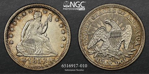 1853-O 25C SEATED SILVER QUARTER ARROWS & RAYS AU DETAILS "CLEANED" #6516917-010 Cover