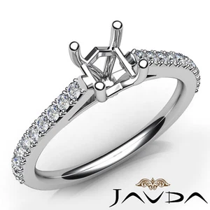 Princess Share Prong Set Diamond Semi Mount Engagement Ring 18k White Gold 0.3Ct - Picture 1 of 7