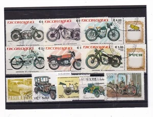 Lotto 11 Francobolli Tematica Mezzi di Trasporto Auto e Moto Q1562 - Picture 1 of 1