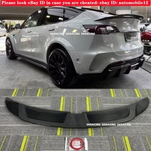 Real Carbon Fiber Rear Trunk Spoiler Wing New Style For Tesla Model Y 2020-2021 - Picture 1 of 15