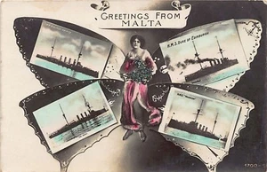 Malta - Ships of the British Navy - BUTTERFLY GIRL - Publ. unknown 1700 - Picture 1 of 2
