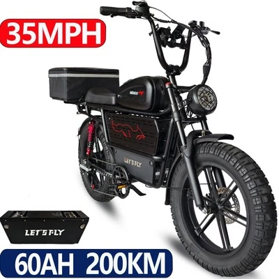 1000W 48V/49.5AH Electric Bike 20" Fat Tire Ebike Disc Brake Courier E-Bicycle - Image 1 of 4